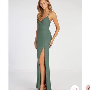 Azazie Eucalyptus bridesmaid dress